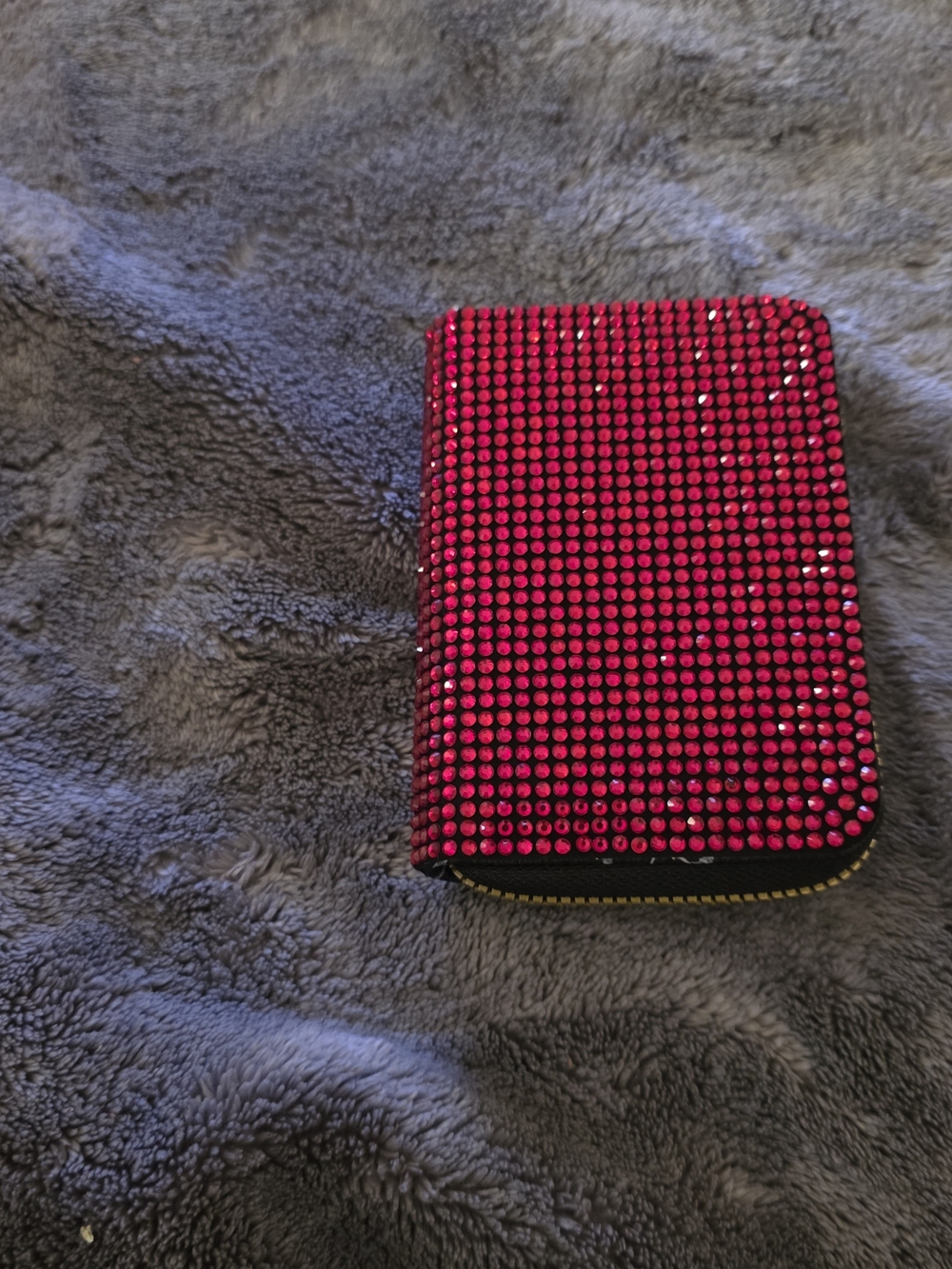 Red Rhinestone Zipper card Wallet